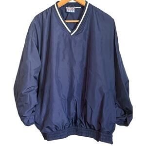 Vintage 90s Men's Large Windbreaker Pullover Warm Up Top Jersey Lined Baseball